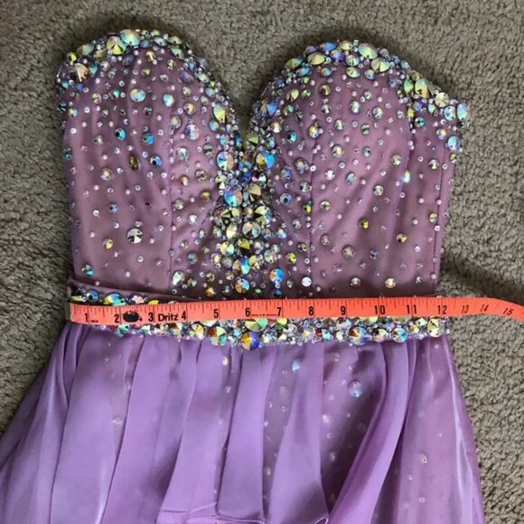 Gigi Strapless Embellished Lavender Strapless High-Low Gown- Size 2 - NWT - Picture 7 of 11